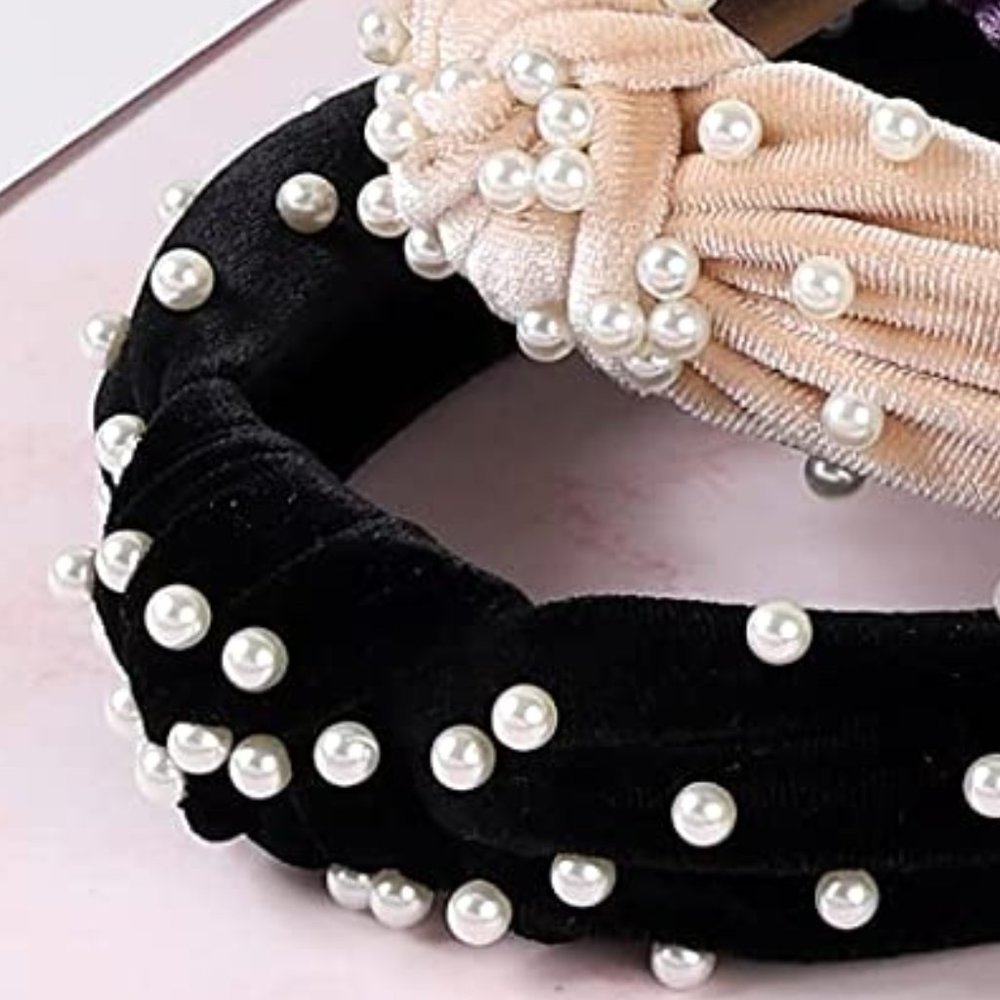 Knotted Headbands Fashion Faux Pearl NEW 2/PACK